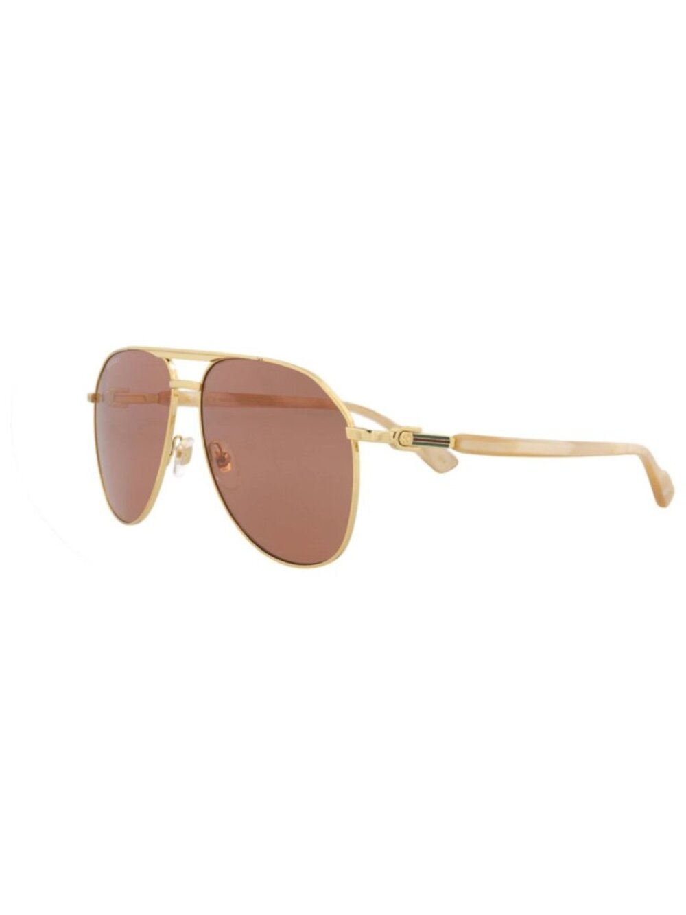New Gucci Women's Sunglasses Aviator Metal Frame Mens Gold Gold Brown